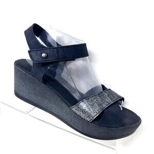 Arcopedico Wedge Sandal Women's Size 10.5 - 11 Black Metallic Cross Strap Harley